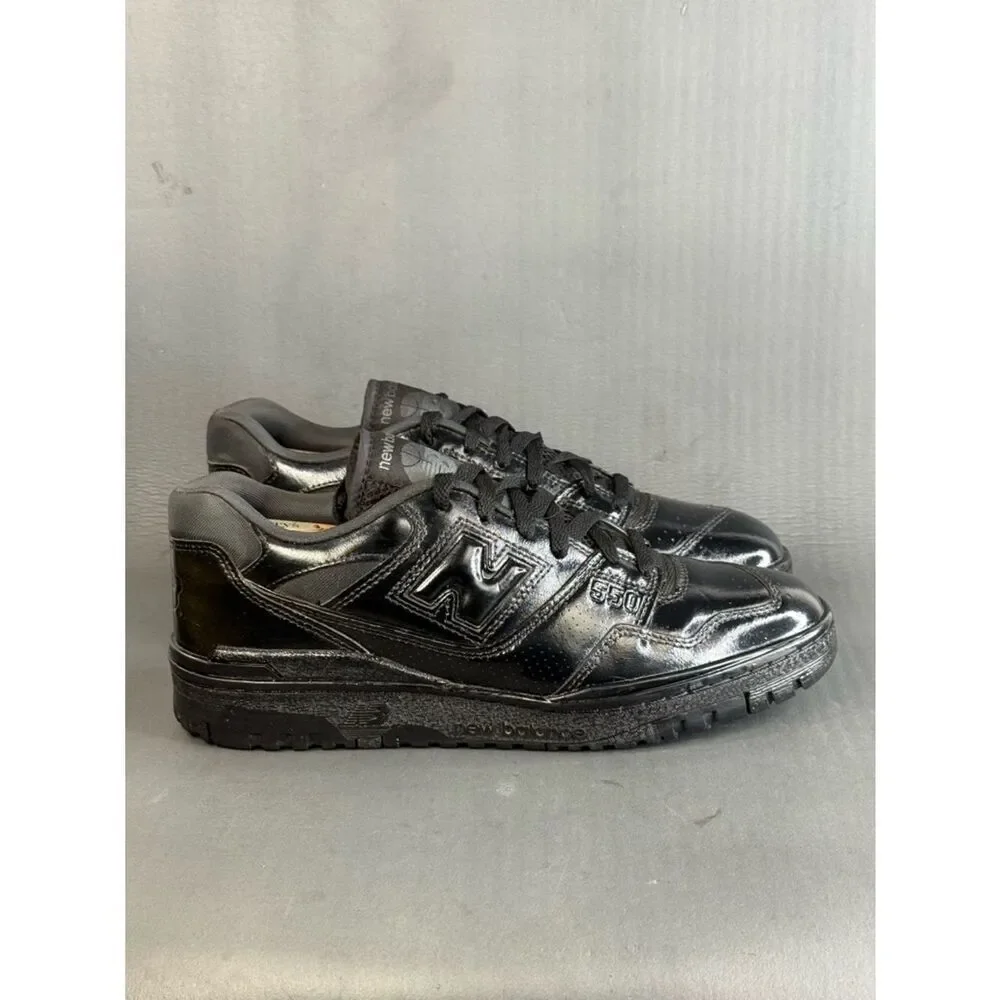 New Balance 550 glossy Triple Black athletic sneaker shoes men’s size 9.5